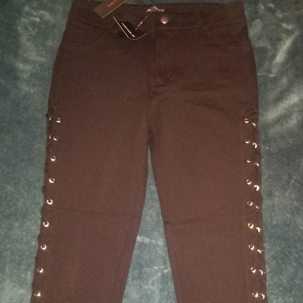 Lace up black pants